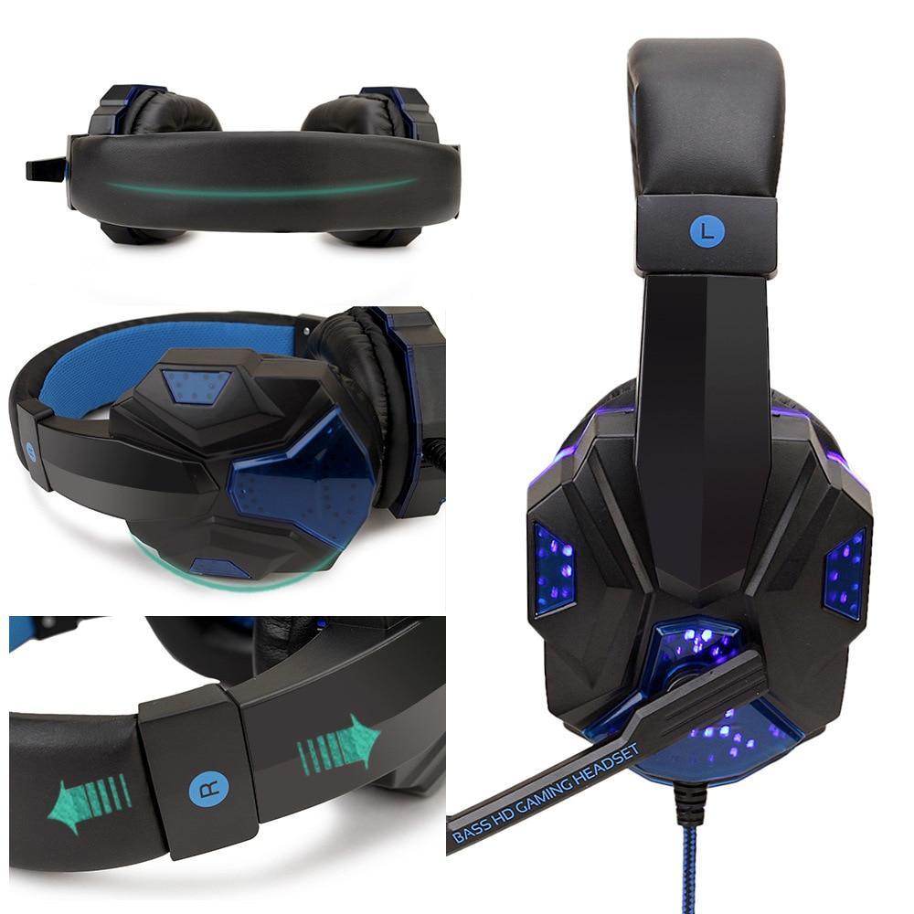 Professional Led Light Gaming Headphones for Computer Adjustable Bass Stereo PC Gamer Over Ear Wired Headset With Mic - Fabs things