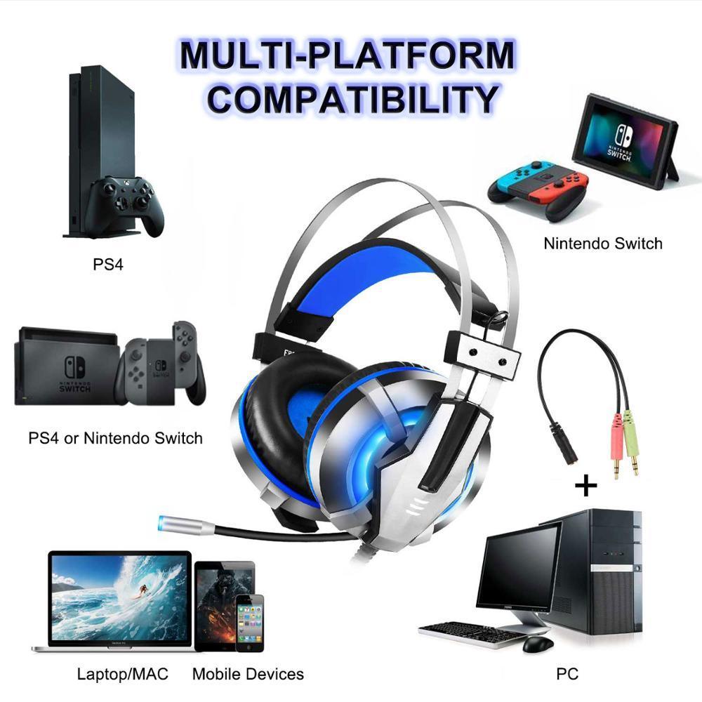 NEW Trend  Gaming Headset Gamer Ear Wired Headphones for Smartphone/PS4/PC/Xbox with Retractable Rotate Microphone and LED Light - Fabs things