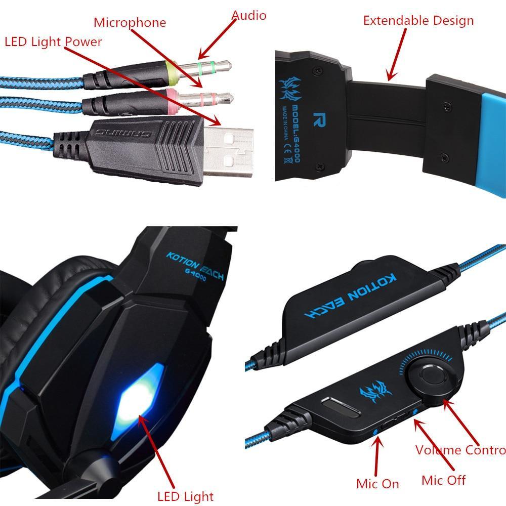 NEW STEVVEX Modern G2000 G9000 Gaming Headsets Big Headphones with Light Mic Stereo Earphones Deep Bass for PC Computer, Laptop and Gaming - Fabs things
