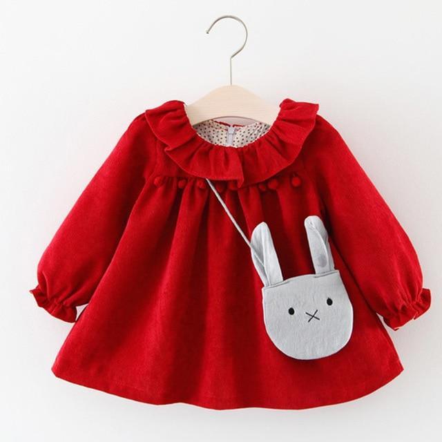 Newborn Baby Girl Cartoon Dress With Bag Infant Clothing Toddler Dress In elegant Design Made for Kids - Fabs things