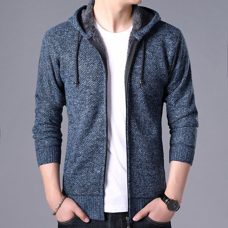 New Autumn Winter Jacket Men Warm Casual Slim Fit Fleece Jacket Elegant Jackets For Men Warm Soft Sweater Solid Jackets Casual Business Men Clothing Lightweight Hooded Jackets - Fabs things