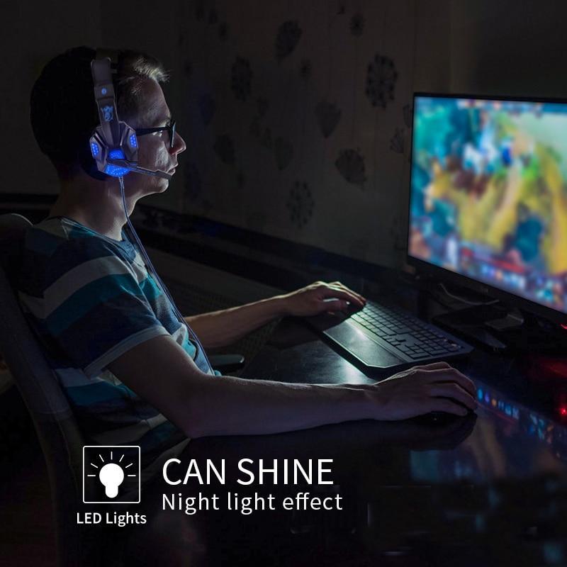 Professional Led Light Gaming Headphones for Computer Adjustable Bass Stereo PC Gamer Over Ear Wired Headset With Mic - Fabs things