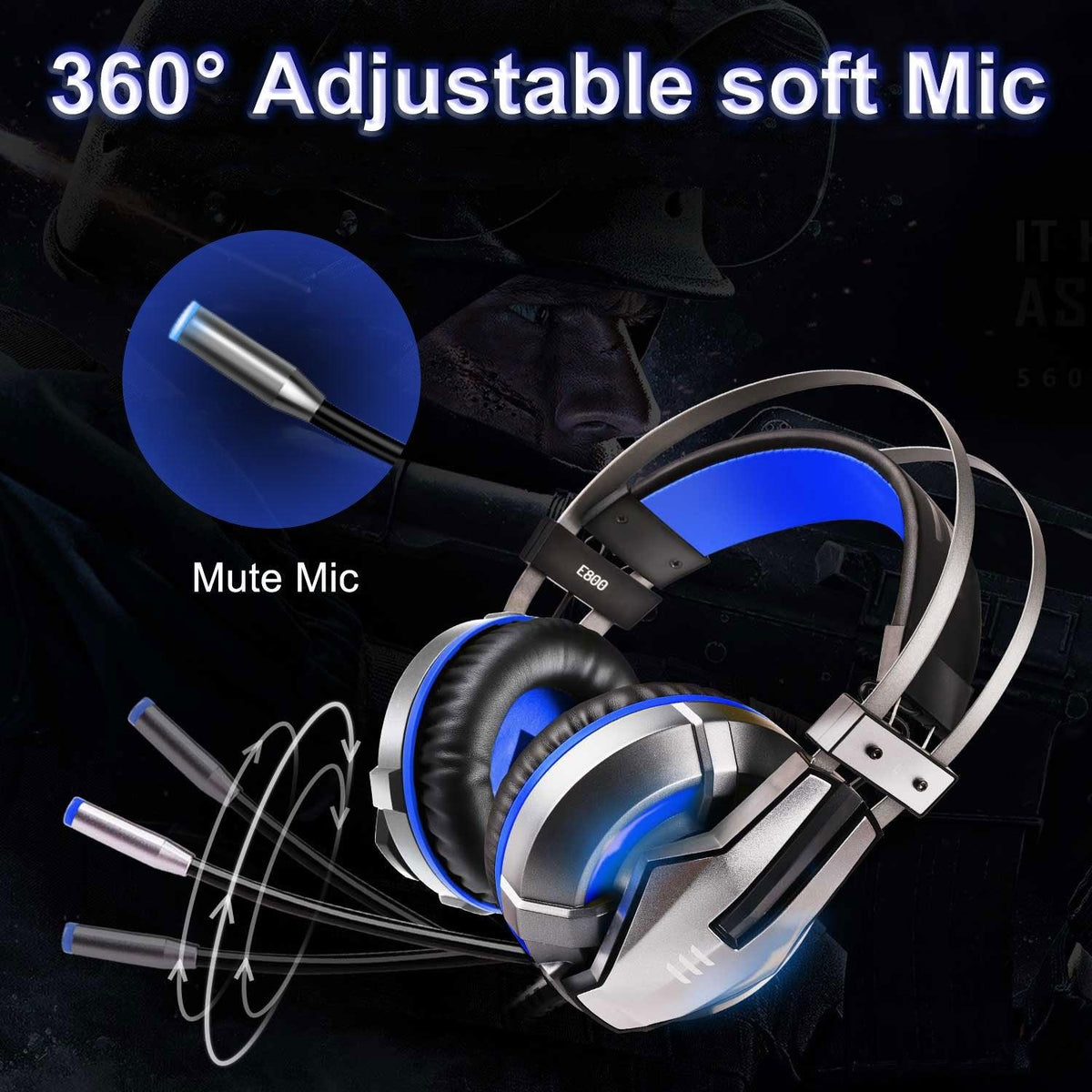 NEW Trend  Gaming Headset Gamer Ear Wired Headphones for Smartphone/PS4/PC/Xbox with Retractable Rotate Microphone and LED Light - Fabs things