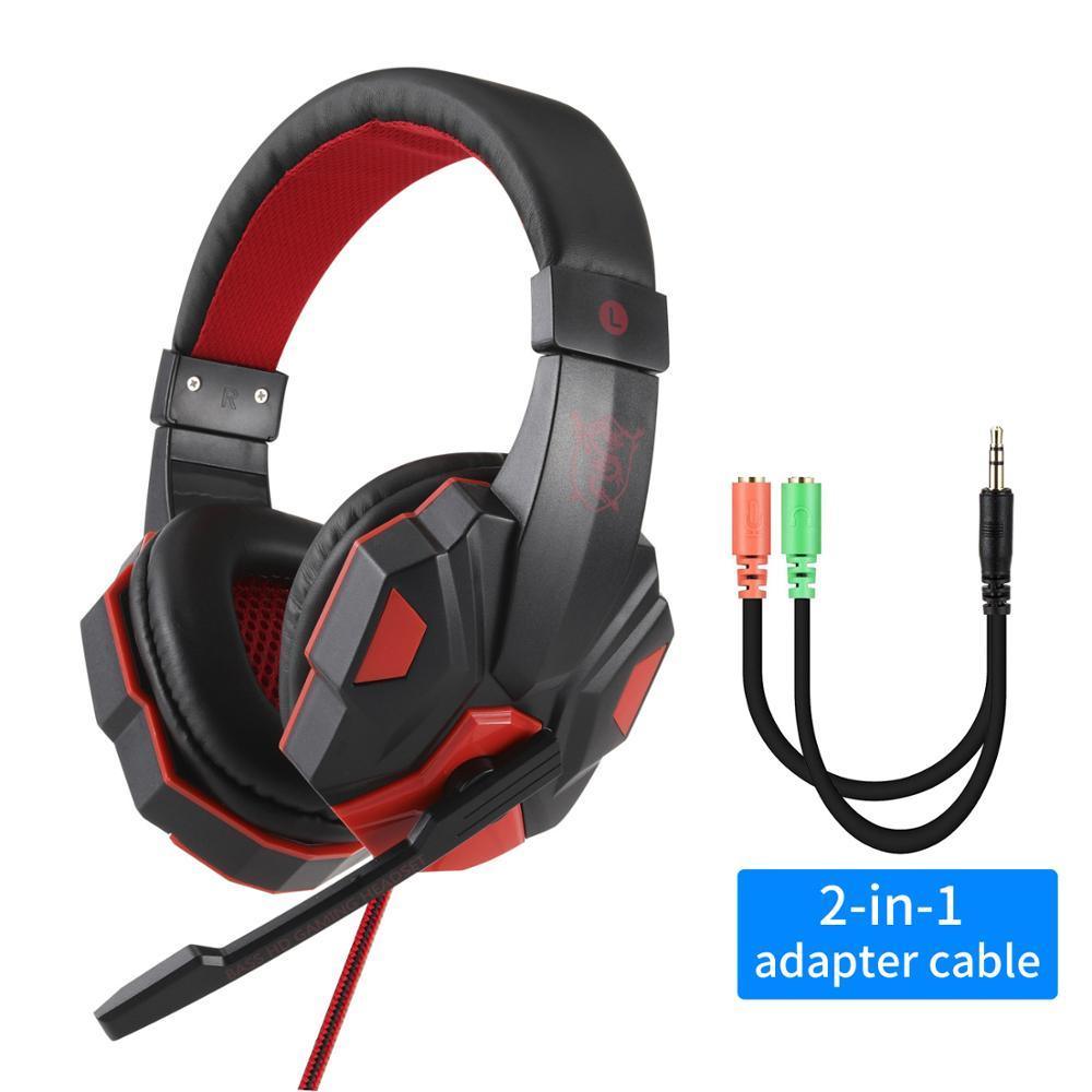 Professional Led Light Gaming Headphones for Computer Adjustable Bass Stereo PC Gamer Over Ear Wired Headset With Mic - Fabs things