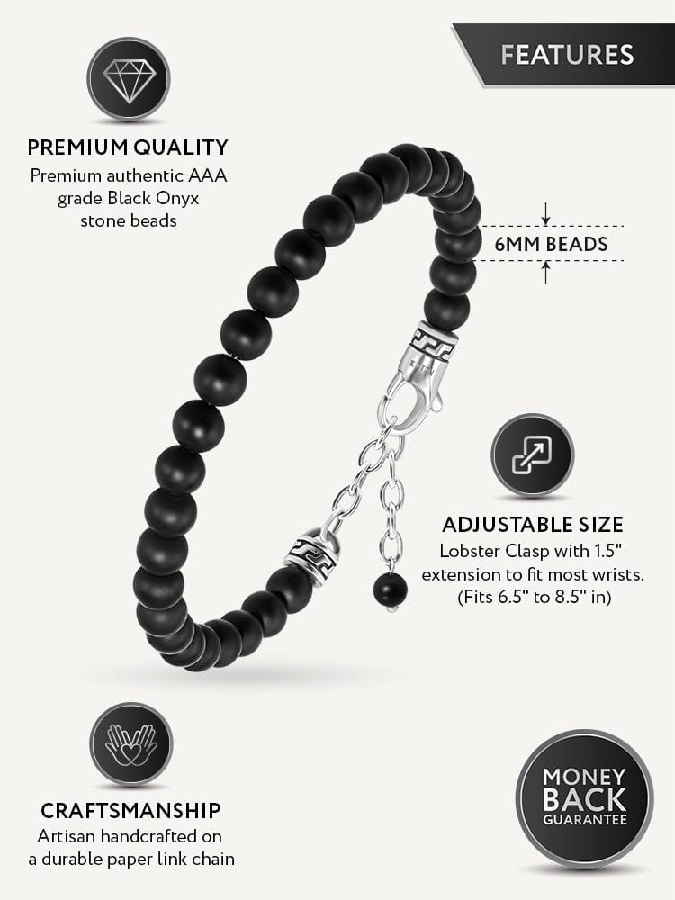 Black Onyx Beaded Bracelet - Chain Fit - Fabs things