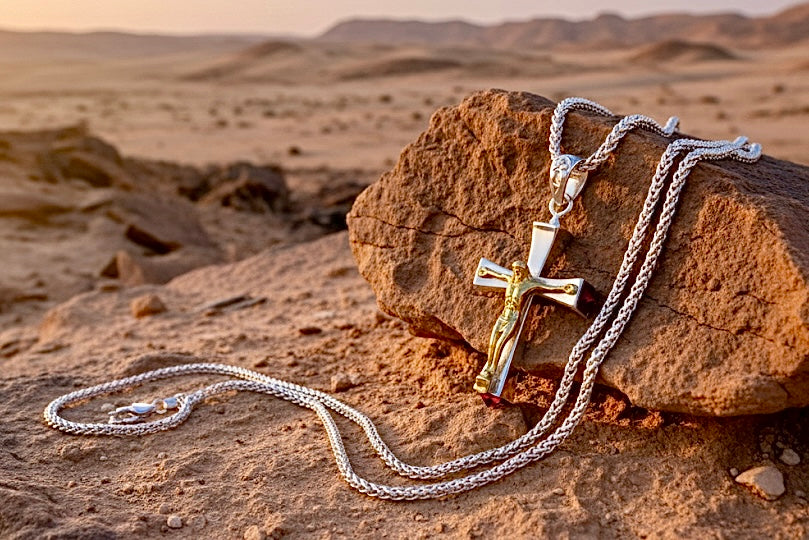 Solid Sterling Silver Cross Red Zircon Crucifix Necklace S925 heirloom jewelry Pendant for Women Cast Jewelry link Chain Jewellery for Girls