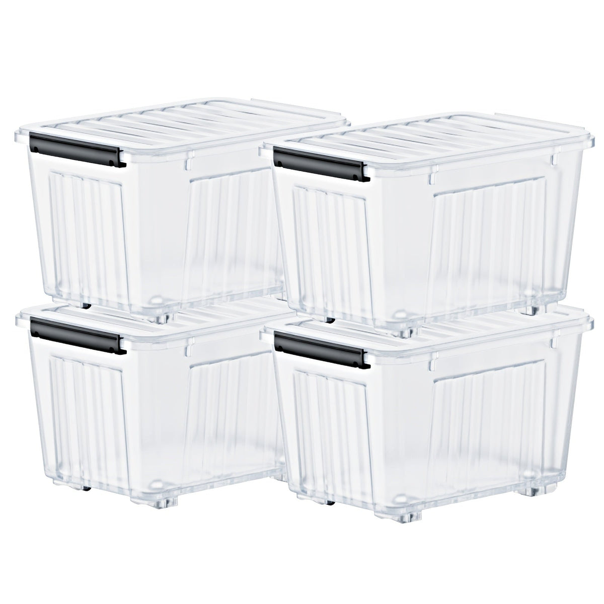 72/97QT Storage Box with Wheels & Lid – Stackable Heavy Duty Organizer 4-6-Pack - Fabs things