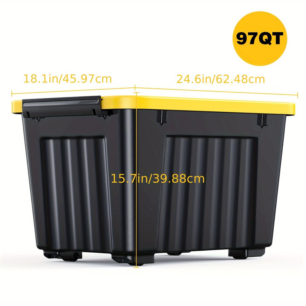 72/97QT Storage Box with Wheels & Lid – Stackable Heavy Duty Organizer 4-6-Pack - Fabs things