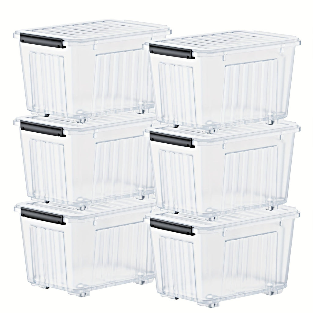 72/97QT Storage Box with Wheels & Lid – Stackable Heavy Duty Organizer 4-6-Pack - Fabs things