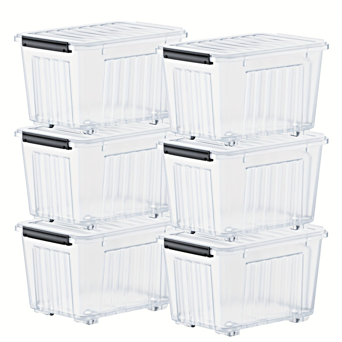 72/97QT Storage Box with Wheels & Lid – Stackable Heavy Duty Organizer 4-6-Pack - Fabs things