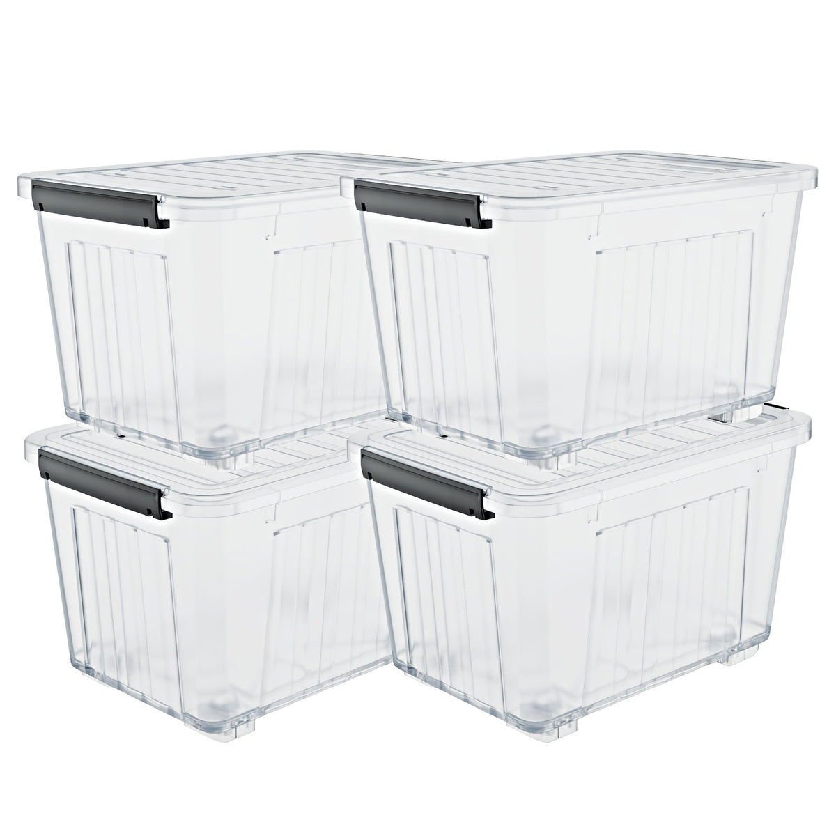 72/97QT Storage Box with Wheels & Lid – Stackable Heavy Duty Organizer 4-6-Pack - Fabs things