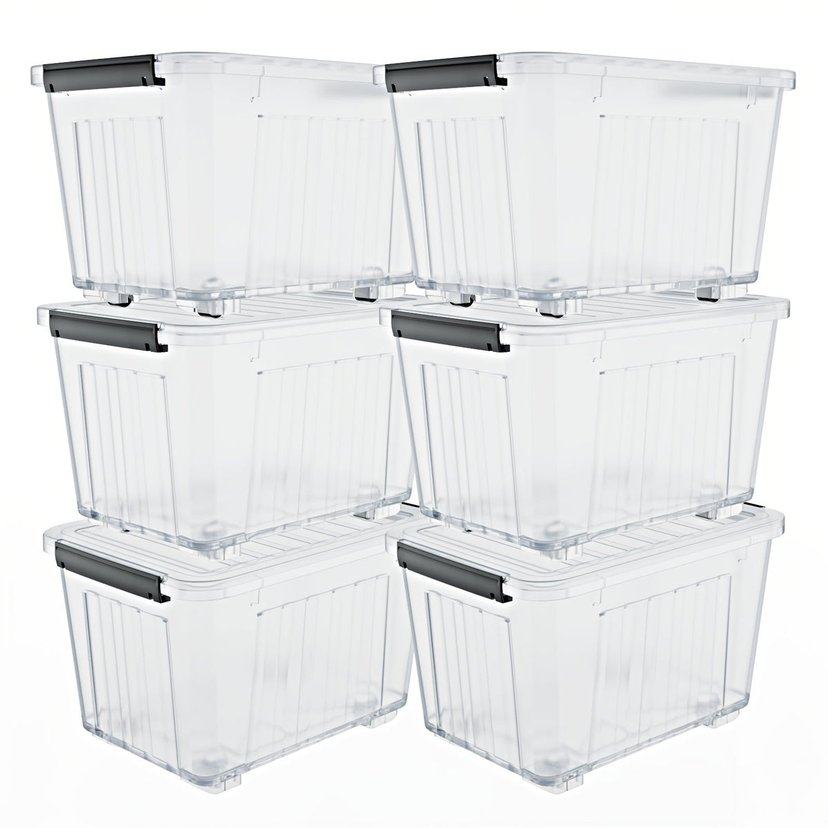 72/97QT Storage Box with Wheels & Lid – Stackable Heavy Duty Organizer 4-6-Pack - Fabs things