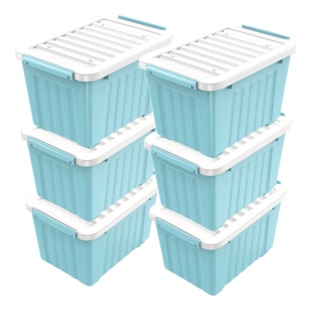 72/97QT Storage Box with Wheels & Lid – Stackable Heavy Duty Organizer 4-6-Pack - Fabs things