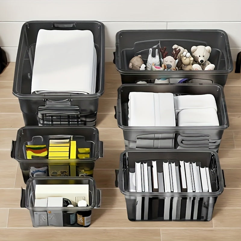 4PCS Stackable Storage Boxes with Lids & Handles Clear Organizer Bins Home Closet - Fabs things