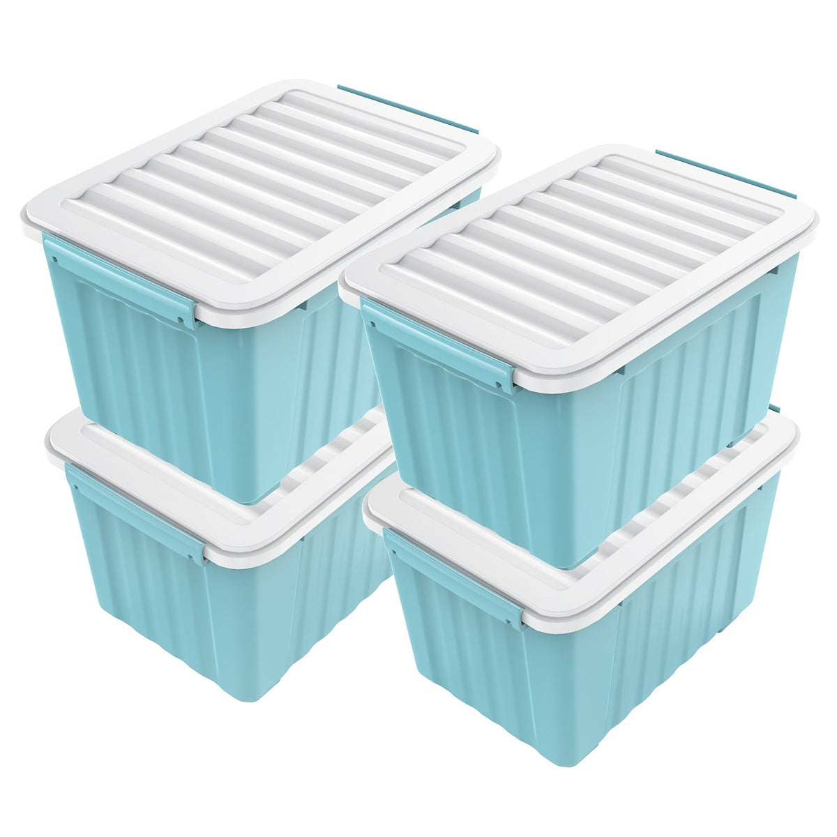 72/97QT Storage Box with Wheels & Lid – Stackable Heavy Duty Organizer 4-6-Pack - Fabs things