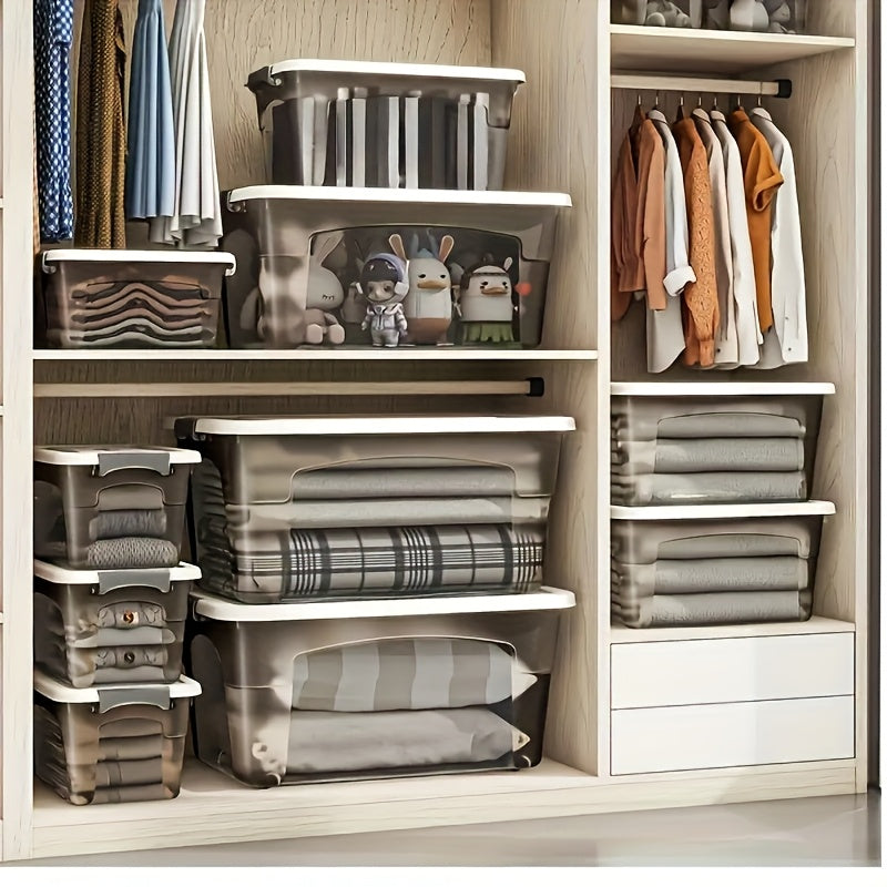 4PCS Stackable Storage Boxes with Lids & Handles Clear Organizer Bins Home Closet - Fabs things