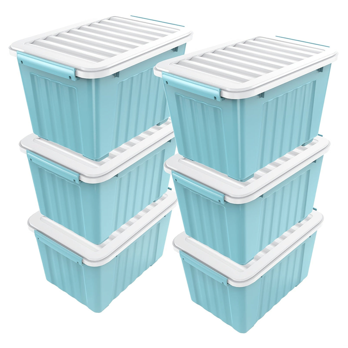72/97QT Storage Box with Wheels & Lid – Stackable Heavy Duty Organizer 4-6-Pack - Fabs things
