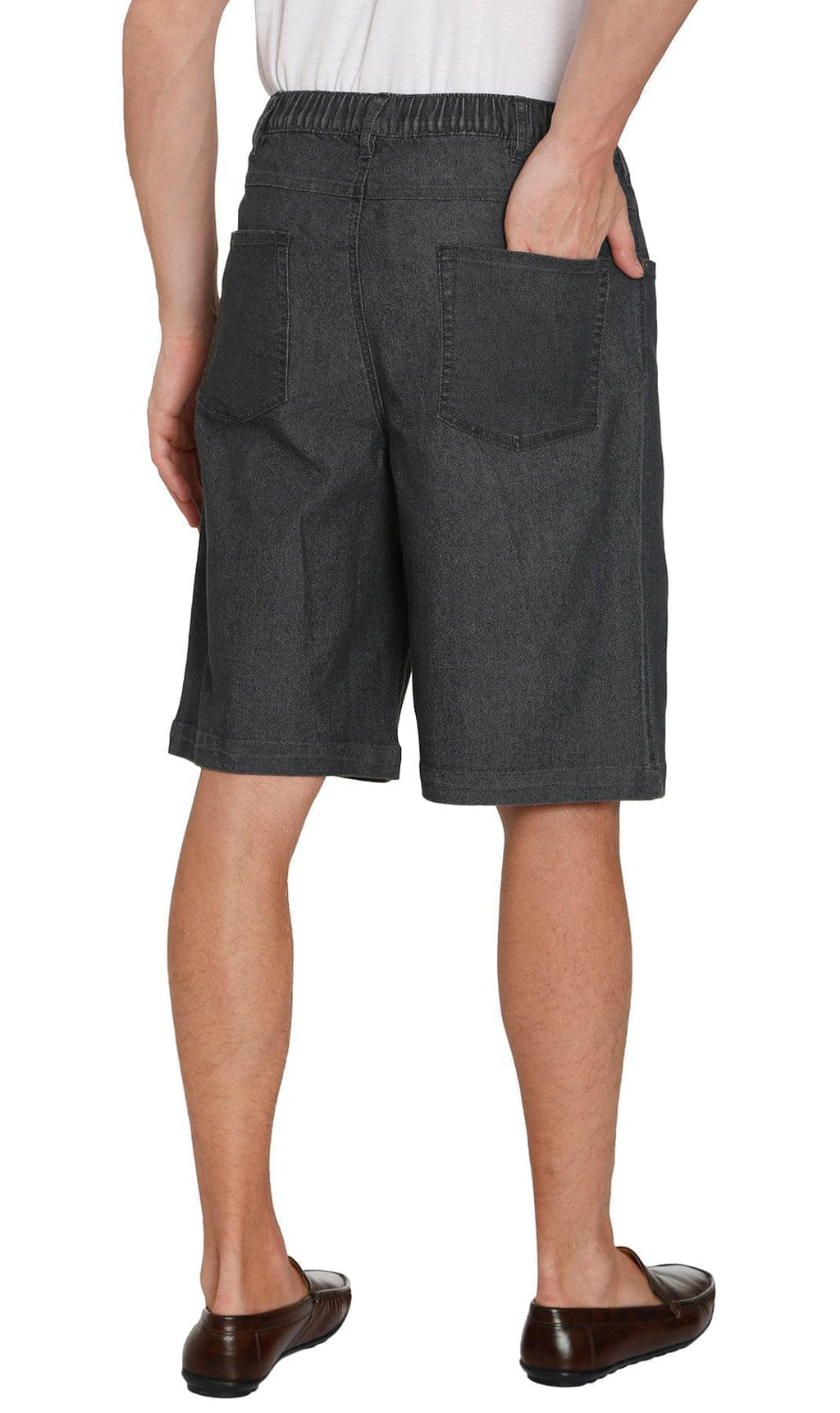 Men's Pull-On Stretch Denim and Twill Shorts — Elastic Waist No Zipper