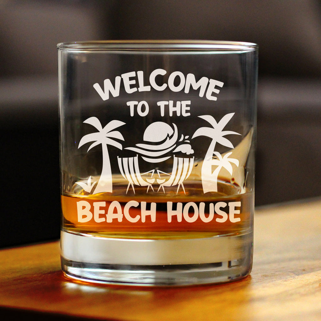 Welcome To The Beach House - Whiskey Rocks Glass - Coastal Decor for Home - 10.25 oz Glasses - Fabs things