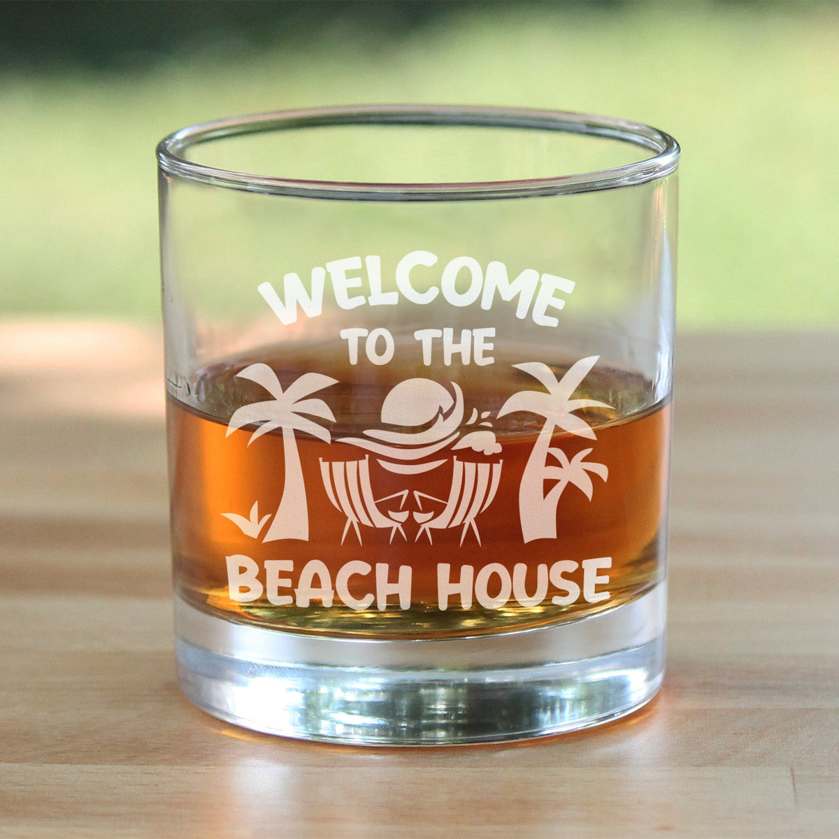 Welcome To The Beach House - Whiskey Rocks Glass - Coastal Decor for Home - 10.25 oz Glasses - Fabs things