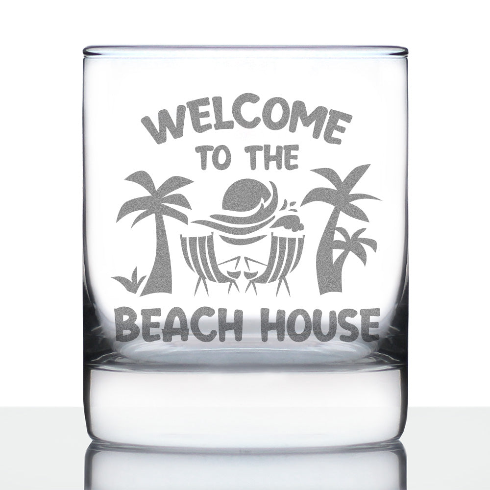 Welcome To The Beach House - Whiskey Rocks Glass - Coastal Decor for Home - 10.25 oz Glasses - Fabs things