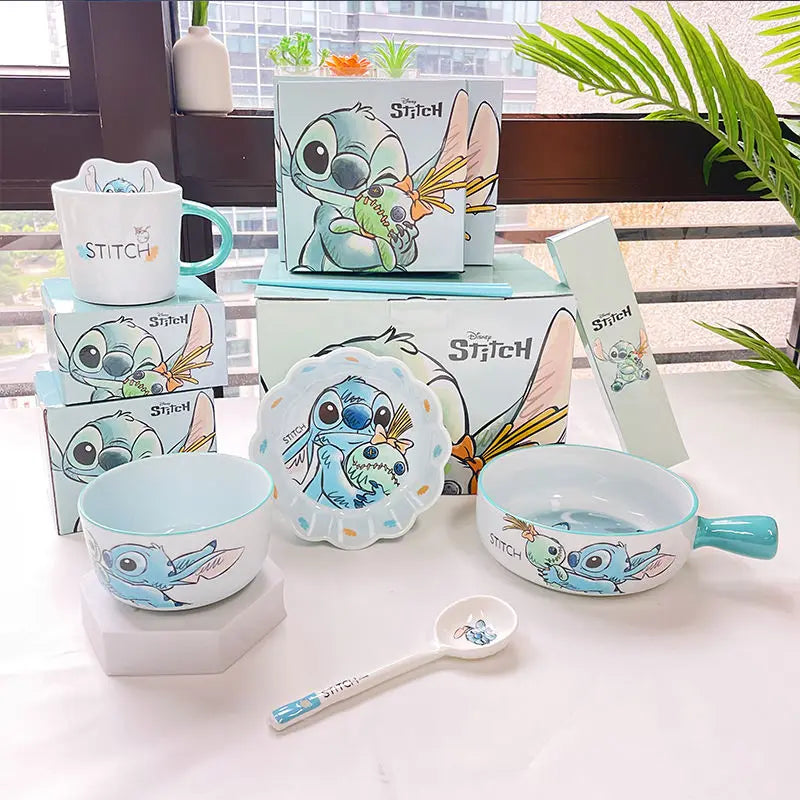ZOOUSQII Ceramic Dinnerware Set - Cute Rice Bowls, Plates, and Chopsticks Gift Box