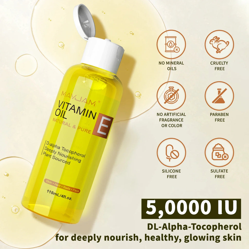 MAYJAM Natural & Pure Vitamin E Oil Skincare Moisturizing Brighten Skin Tone 118ml 236ml Face Care Oil - Fabs things