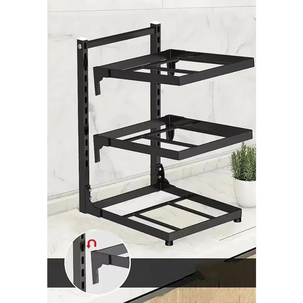 4-Tier Adjustable Pot Rack for Home Use Cookware Storage Rack Under-Sink/Countertop Storage Rack