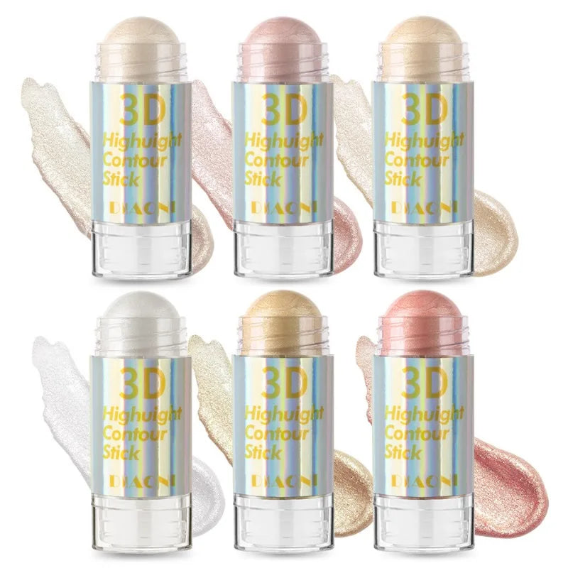 6 Colors 3D Face Brighten Highlighter Bar Cosmetic Face Contour Bronzer Shimmer Highlighter Stick Concealer Cream Makeup tool - Fabs things