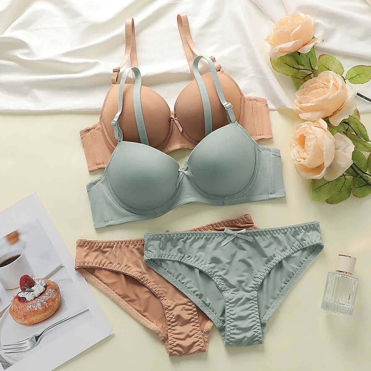 High Quality Sexy Lingerie Set For Women's Lace Up Steel Ring Push Ups 2-piece Set For Daily Underwear Set A2127 - Fabs things