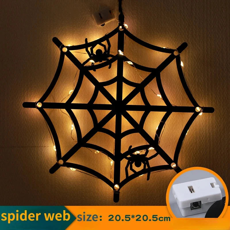 Halloween Hanging 10LED Castle Witch Ghost Spider Web Luminous Charm Indoor Outdoor Party Horror Props Decoration - Fabs things