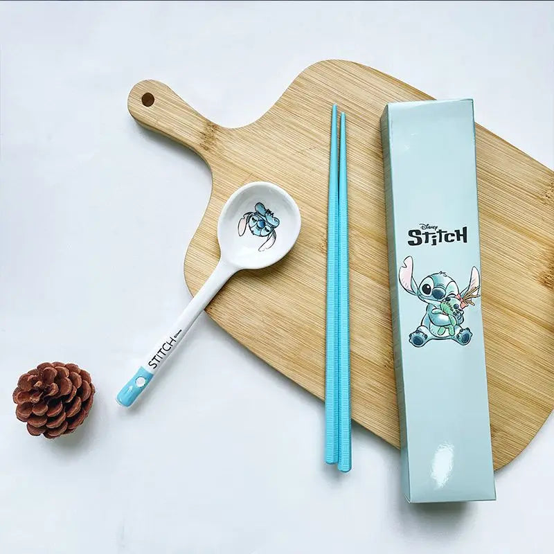 ZOOUSQII Ceramic Dinnerware Set - Cute Rice Bowls, Plates, and Chopsticks Gift Box