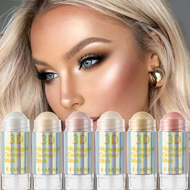 6 Colors 3D Face Brighten Highlighter Bar Cosmetic Face Contour Bronzer Shimmer Highlighter Stick Concealer Cream Makeup tool - Fabs things