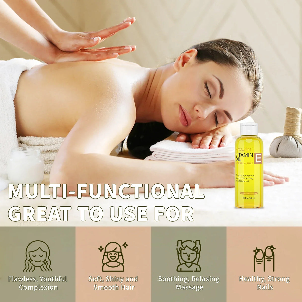 MAYJAM Natural & Pure Vitamin E Oil Skincare Moisturizing Brighten Skin Tone 118ml 236ml Face Care Oil - Fabs things