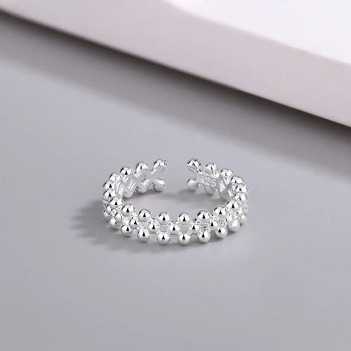 925 Sterling Silver Bilayer Ball Open Rings For Women Wedding Luxury Quality Jewelry Accessories Jewellery Argent 925 - Fabs things