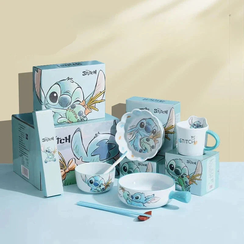 ZOOUSQII Ceramic Dinnerware Set - Cute Rice Bowls, Plates, and Chopsticks Gift Box