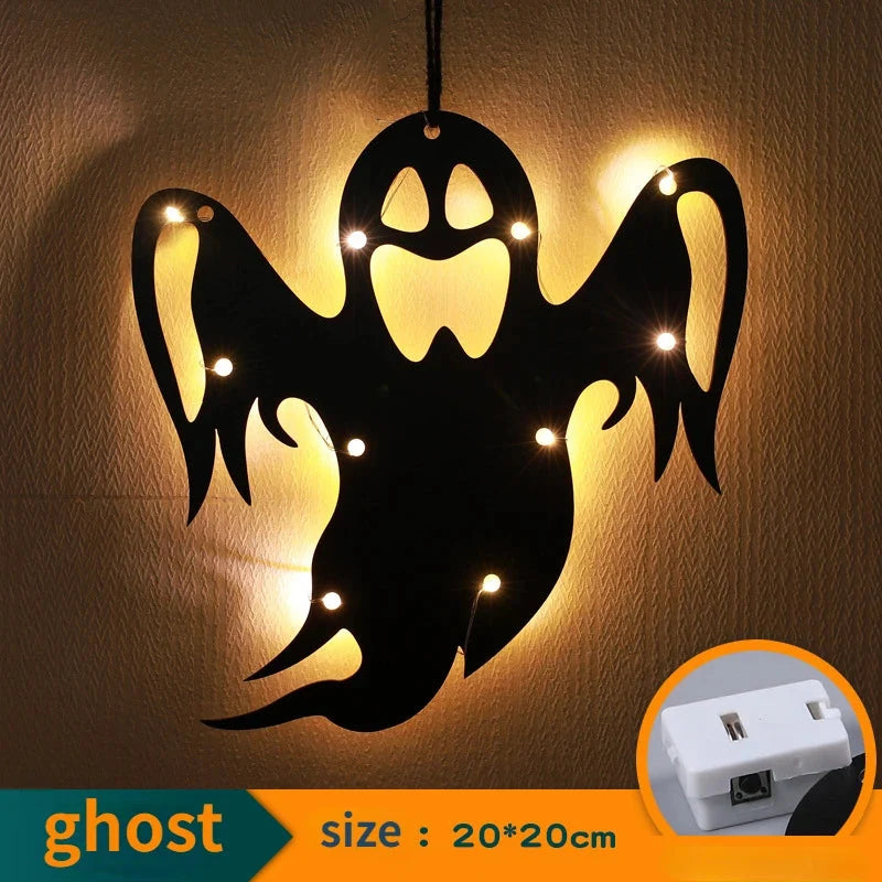 Halloween Hanging 10LED Castle Witch Ghost Spider Web Luminous Charm Indoor Outdoor Party Horror Props Decoration - Fabs things
