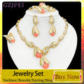 GZJPEI 4Pcs Freshwater Pearl Jewelry Set Unique Italy 18K Gold Plated Water Drop Jewellery For Women Wedding Gift 2025 New