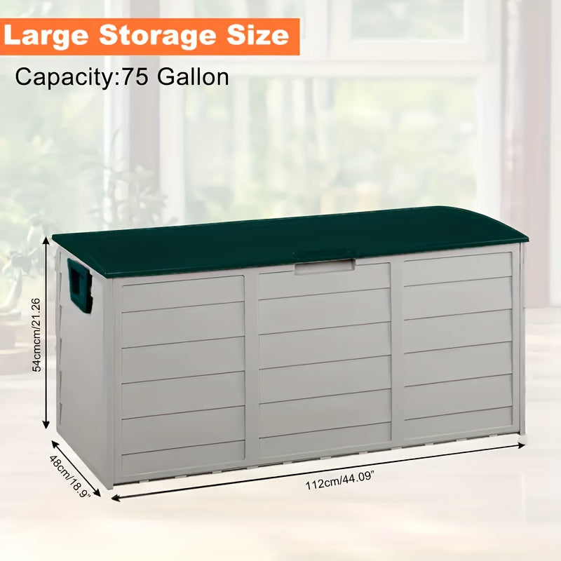 75 Gallon Heavy-Duty Outdoor Deck Box – Waterproof Patio Storage Box with Hinged Lid, Lockable & Easy Assembly - Fabs things
