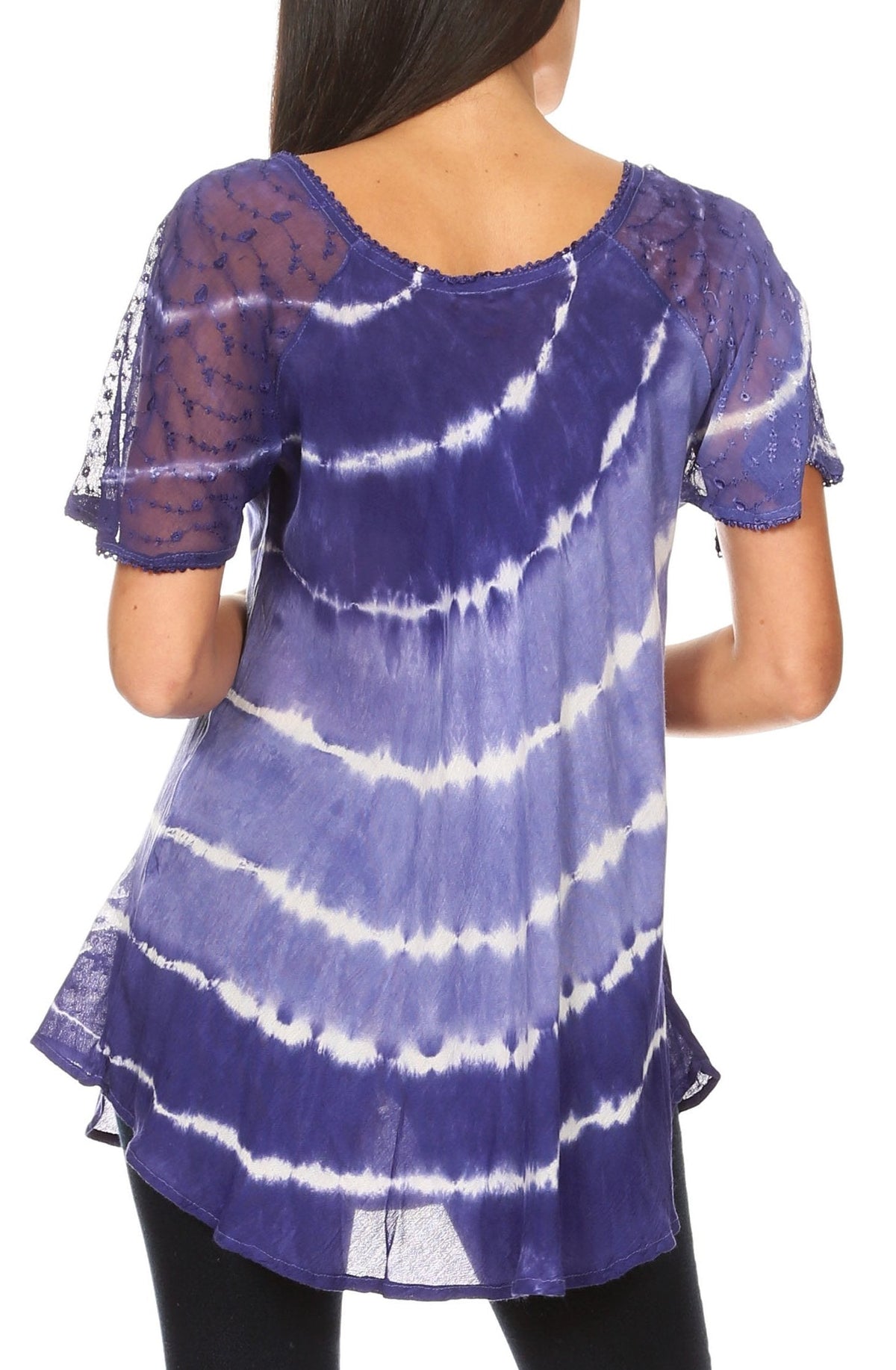 Sakkas Aline Women's Short Sleeve Casual Light Loose Scoop Neck Top Blouse Shirt - Fabs things