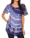 Sakkas Aline Women's Short Sleeve Casual Light Loose Scoop Neck Top Blouse Shirt - Fabs things