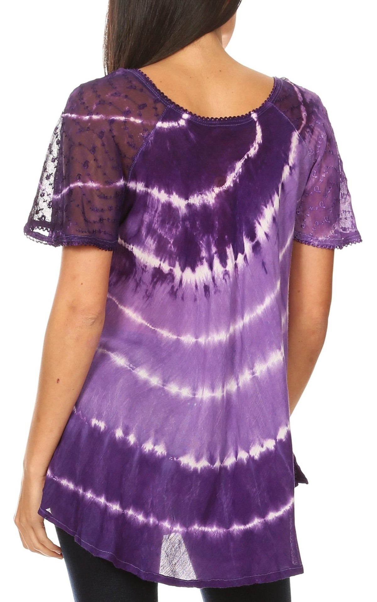 Sakkas Aline Women's Short Sleeve Casual Light Loose Scoop Neck Top Blouse Shirt - Fabs things