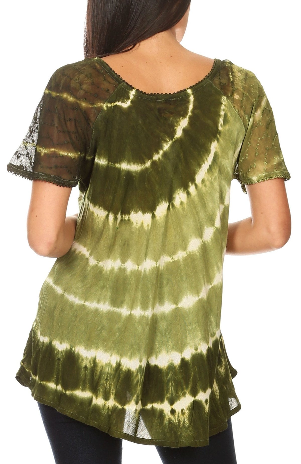 Sakkas Aline Women's Short Sleeve Casual Light Loose Scoop Neck Top Blouse Shirt - Fabs things