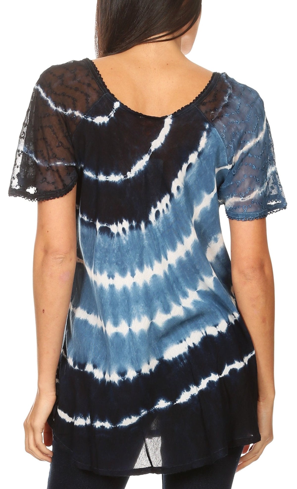 Sakkas Aline Women's Short Sleeve Casual Light Loose Scoop Neck Top Blouse Shirt - Fabs things