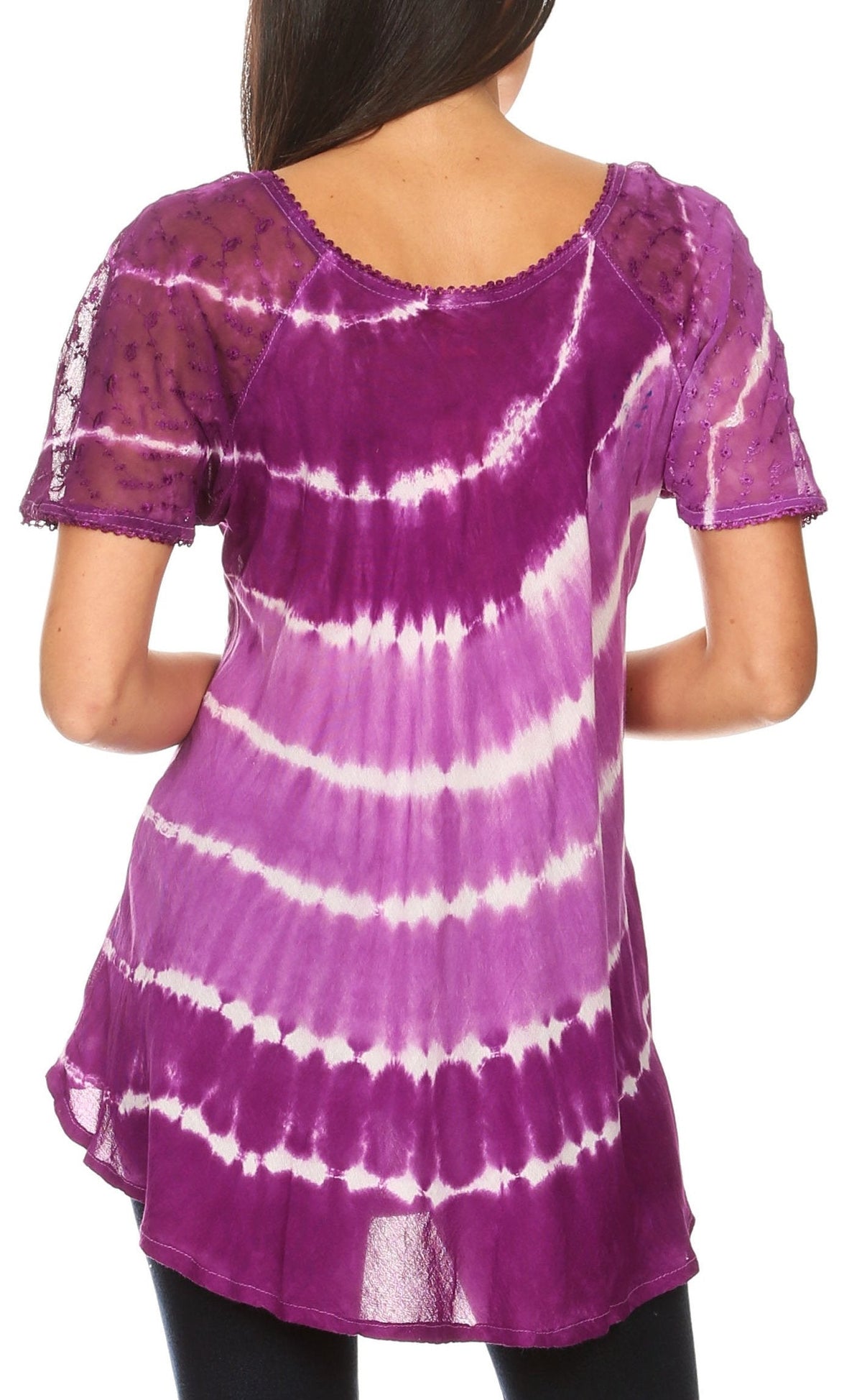 Sakkas Aline Women's Short Sleeve Casual Light Loose Scoop Neck Top Blouse Shirt - Fabs things