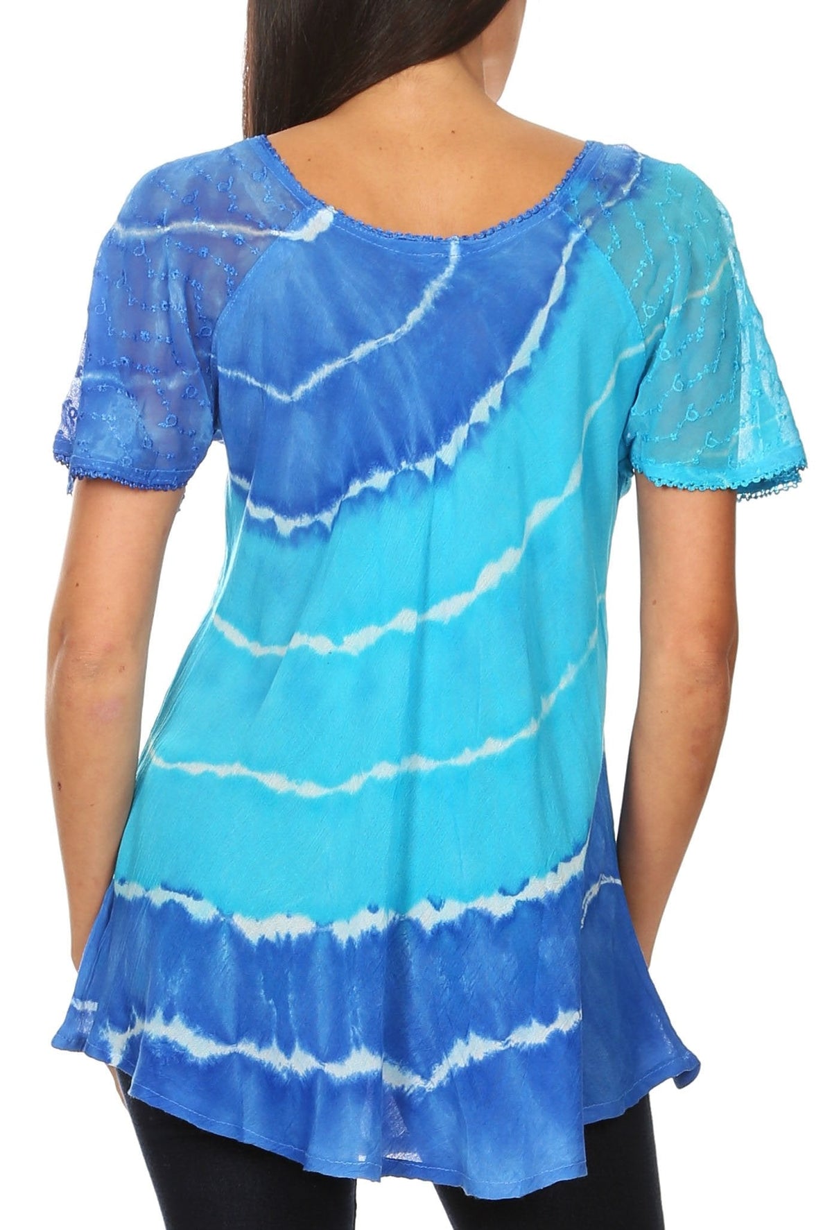 Sakkas Aline Women's Short Sleeve Casual Light Loose Scoop Neck Top Blouse Shirt - Fabs things