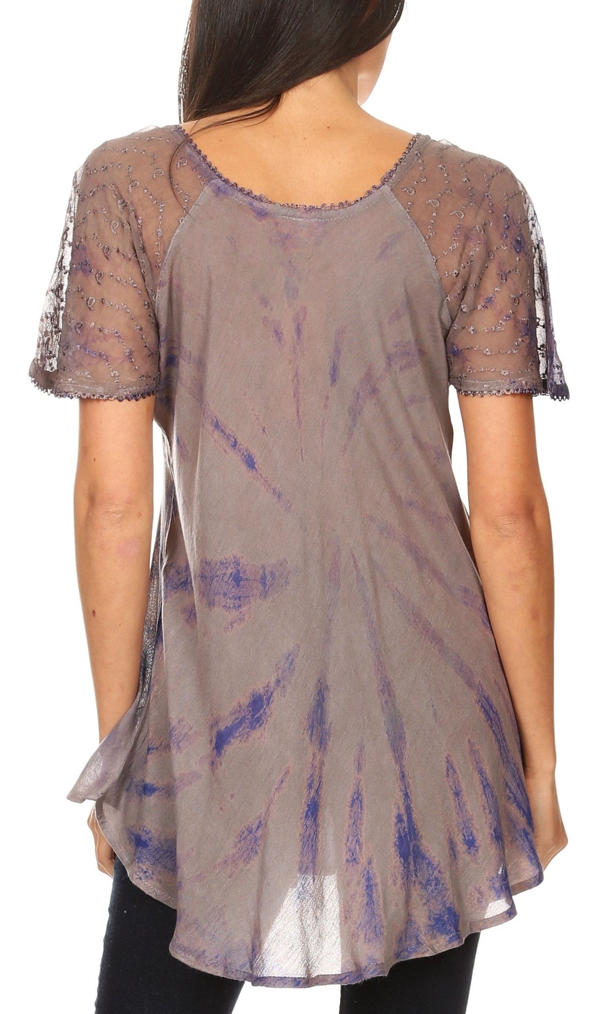 Sakkas Aline Women's Short Sleeve Casual Light Loose Scoop Neck Top Blouse Shirt - Fabs things