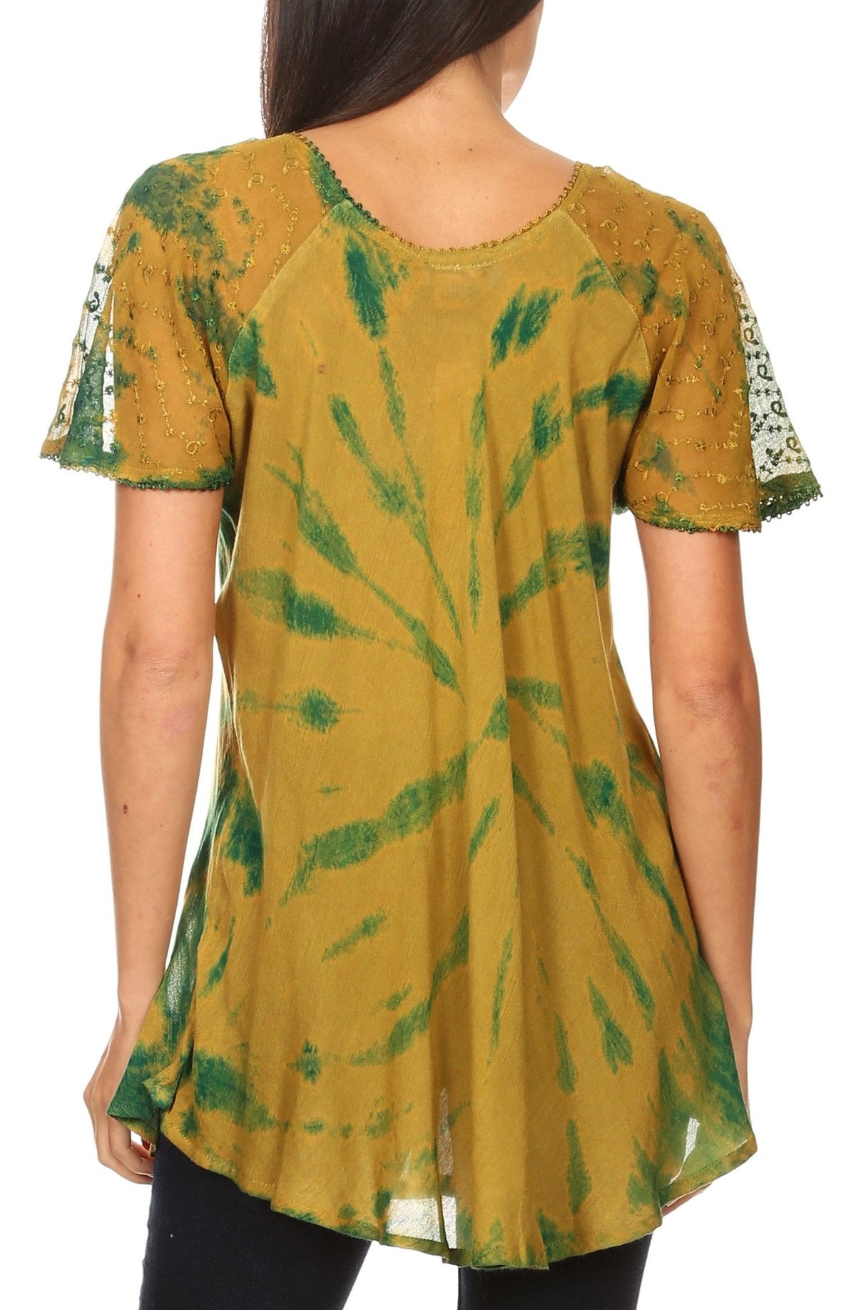Sakkas Aline Women's Short Sleeve Casual Light Loose Scoop Neck Top Blouse Shirt - Fabs things