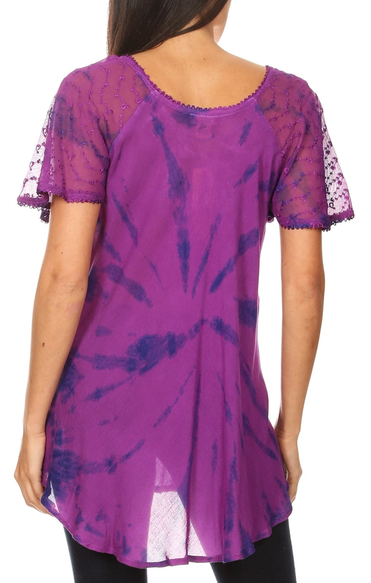 Sakkas Aline Women's Short Sleeve Casual Light Loose Scoop Neck Top Blouse Shirt - Fabs things