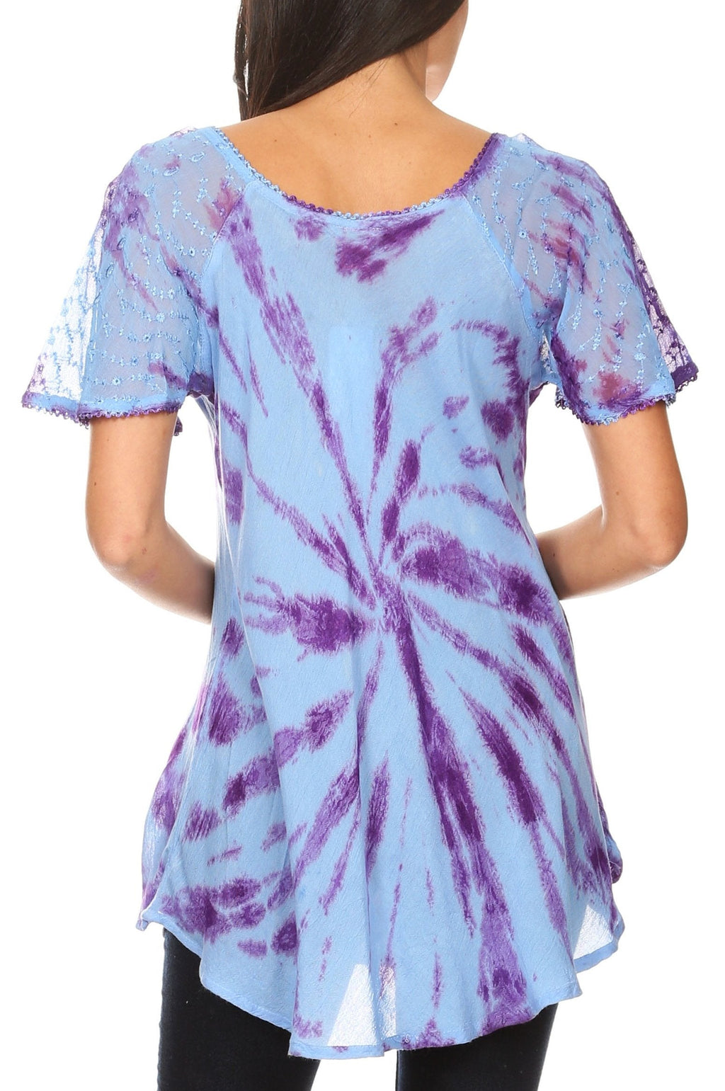 Sakkas Aline Women's Short Sleeve Casual Light Loose Scoop Neck Top Blouse Shirt - Fabs things